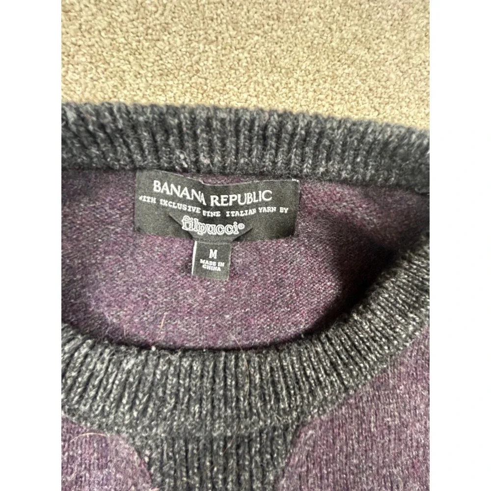 Banana Republic Mens Italian Filpucci Yarn Purple Crewneck Sweater Medium 1007